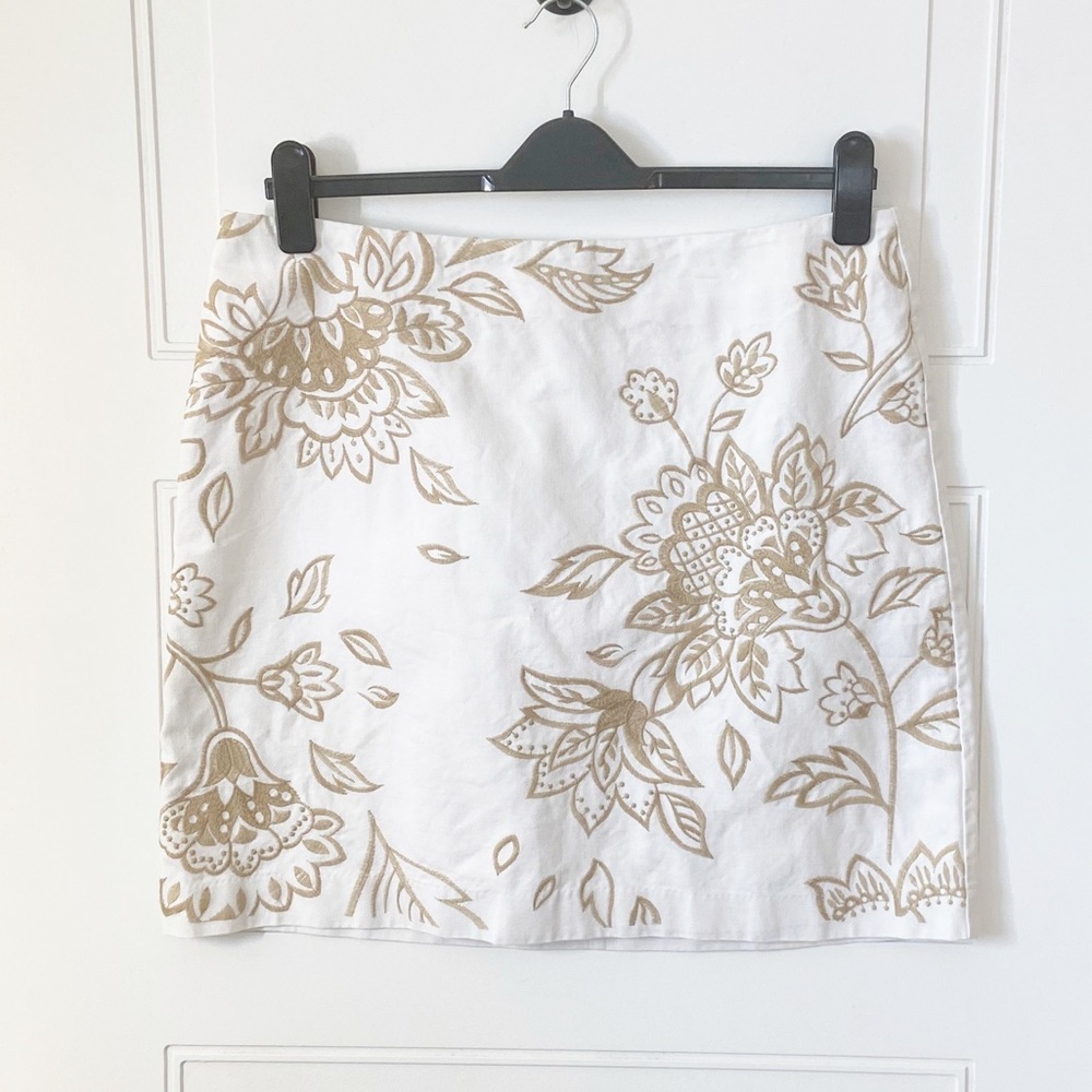 NWOT Boden White Embroidered Pencil Skirt Sz 12R